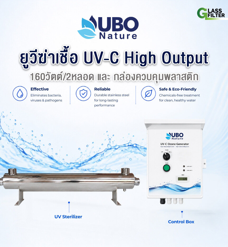 ยูวีฆ่าเชื้อ High Output UV-C 160 วัตต์ 2 หลอดไฟ (พร้อมกล่องไฟพลาสติก)