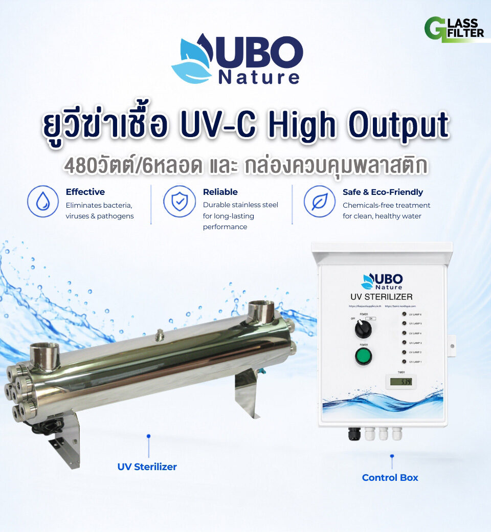 ยูวีฆ่าเชื้อ High Output UV-C 480 วัตต์ 6 หลอดไฟ (พร้อมกล่องไฟพลาสติก)