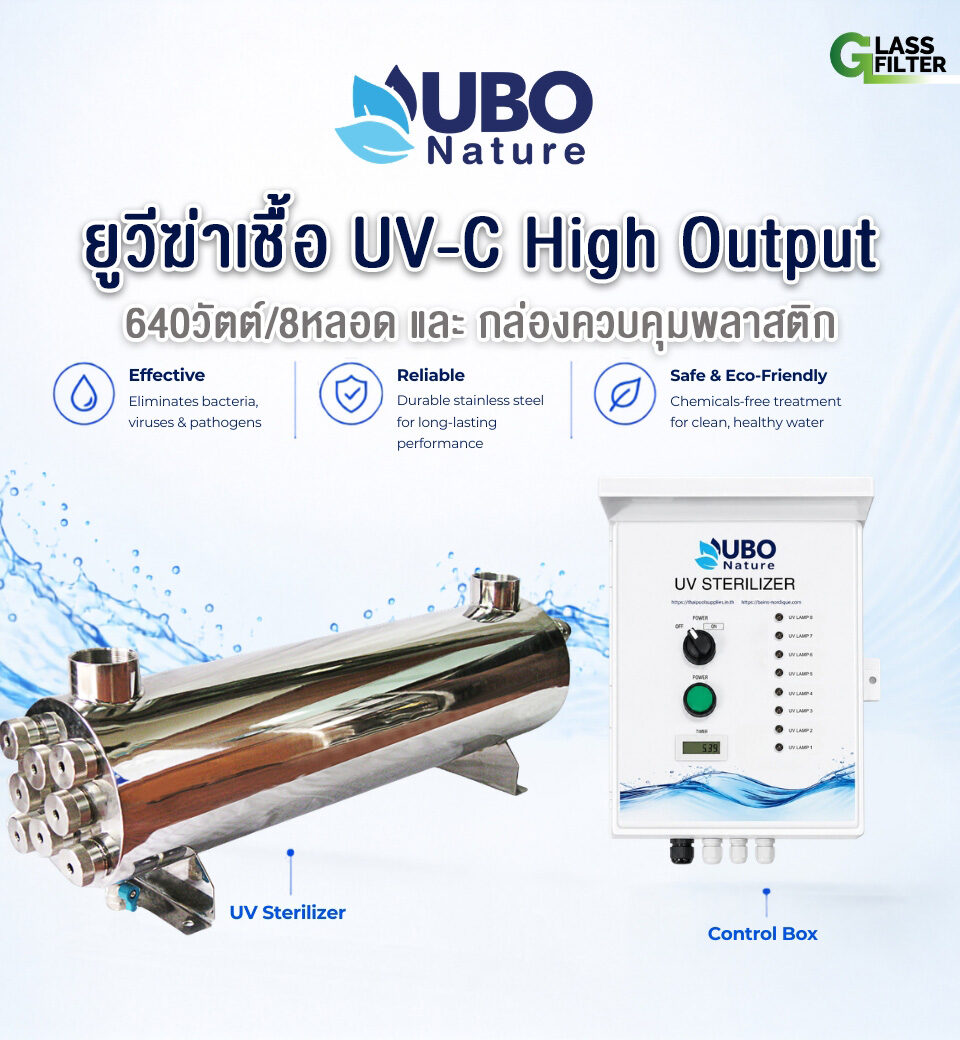 ยูวีฆ่าเชื้อ High Output UV-C 640 วัตต์ 8 หลอดไฟ (พร้อมกล่องไฟพลาสติก)